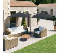 Double Garden Parasol Anthracite Poly/Steel 600x290x260 cm Sand DoubleTop 48mm