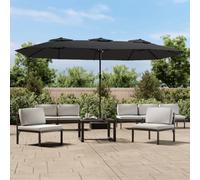 (red) vidaXL Double-Head Garden Parasol with LEDs Sunshade Outdoor Umbrella Black