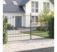 Double Gate Grey 400x249.5cm Steel Spike Top Heavy Duty Outdoor with Padlock Set