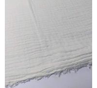 Double Gauze 100% Cotton Plain Fabric Dress Making Lightweight Muslin Baby Swaddle Blankets Scarves Summer Clothing | 53" - 135 cm Wide | per Half Metre (Cream)