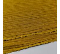 Double Gauze 100% Cotton Plain Fabric Dress Making Lightweight Muslin Baby Swaddle Blankets Scarves Summer Clothing | 53" - 135 cm Wide | per Metre (Mustard Gold)