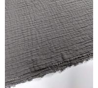 Double Gauze 100% Cotton Plain Fabric Dress Making Lightweight Muslin Baby Swaddle Blankets Scarves Summer Clothing | 53" - 135 cm Wide | per Half Metre (Charcoal)