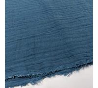 Double Gauze 100% Cotton Plain Fabric Dress Making Lightweight Muslin Baby Swaddle Blankets Scarves Summer Clothing | 53" - 135 cm Wide | per Metre (French Navy)