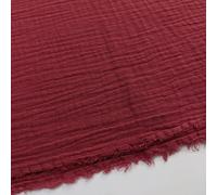 Double Gauze 100% Cotton Plain Fabric Dress Making Lightweight Muslin Baby Swaddle Blankets Scarves Summer Clothing | 53" - 135 cm Wide | per Metre (Burgundy)