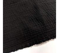 Double Gauze 100% Cotton Plain Fabric Dress Making Lightweight Muslin Baby Swaddle Blankets Scarves Summer Clothing | 53" - 135 cm Wide | per Half Metre (Black)