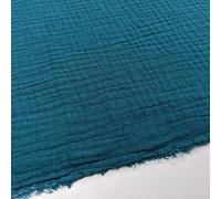 Double Gauze 100% Cotton Plain Fabric Dress Making Lightweight Muslin Baby Swaddle Blankets Scarves Summer Clothing | 53" - 135 cm Wide | per Metre (Teal)