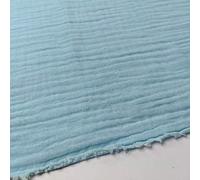 Double Gauze 100% Cotton Plain Fabric Dress Making Lightweight Muslin Baby Swaddle Blankets Scarves Summer Clothing | 53" - 135 cm Wide | per Metre (Sky Blue)