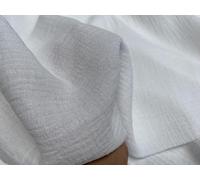 Double Gauze Muslin 100% Cotton Fabric Curtains Fine Cheese Baby Cloth Linen Look Event Wedding Textile - 140cm Wide (2, White)