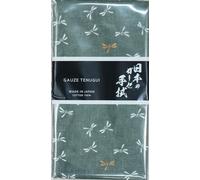 ミクラ Double Gauze Tenugui, Japanese Towel, Ohadani yasashii Gauze tenugui, Dragonfly (Green)
