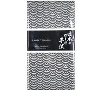 ミクラ Double Gauze Tenugui, Japanese Towel, Seigaiha (Black)