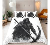 Double Ghost Bedding Set Ultra-Soft Microfiber Duvet Cover Set 3Pcs - 200x200cm + 2 Pillowcases 50x75cm - Horror Style 3D Printed Design with Zip Closure & Corner Ties