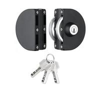 Double Glass Door Lock, Black Double Side Lock Frameless Door Hasps No Drilling Cabinet Locks for 10-14mm Thickness Glass Home Office Hotel Furniture Doors