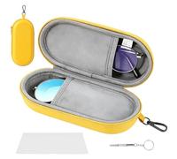 Double Glasses Case - Yellow Portable Travel Eyeglasses Case with Eyeglass cloth, Zipper Closure, Eyeglasses screwdriver and Metal Hanging Hook, Double Glasses Case PU Material for Women & Men Travel