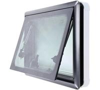 Double-Glazed Caravan Window with Integrated Blinds, 3-Position Opening, Built-in Fly Screen, Aluminium Frame, Universal Fit for Motorhomes and Campervans (900x450mm)