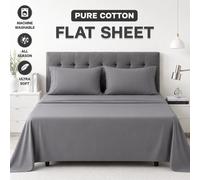 (Double, Grey) 100% Egyptian Cotton Flat Sheet - Soft Hotel Quality Luxury Bed Sheet UK