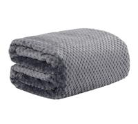 (Double, Grey) Luxury Popcorn Waffle Throw Warm Fleece Blanket