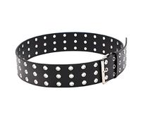 Double Grommet Belt Punk Rivet Retro Wide Belt PU Leather Buckle Vintage Punk Rock Jeans Belts Casual Dress Belt for Women Men (5.8CM)