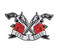 Double Guns Rose Embroidered Patch, 11.8x8.3in Retro Style Applique Sew On Cloth Sticker for T-Shirt Jackets Jeans DIY Decoration Badges Backpack for Clothing Accessories for Men Women BIK
