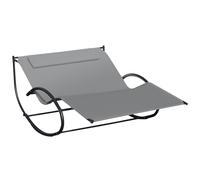 Double Hammock Chair Sun Lounger Swing Rock Seat Grey Rocker W/ Pillow Bed