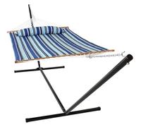 Double Hammock with Stand for Outside - 400-Pound Capacity 2-Person with 15-Foot(Color 02)