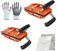 Double Handed Stone Carrying Clamps 2 Pack, Granite Lifting Clamps with Rubber Lined Non-Slip Jaws, 660lbs Capacity, Heavy Duty Countertop Tools for Marble Slab Glass Panel, 0-60mm