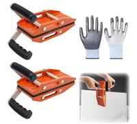 Double Handed Stone Carrying Clamps, 5-45mm Granite Panel Lifter Tools with Rubber-Lined Grip for Moving Marble, Glass, Panels, and Plywood - 2PCS