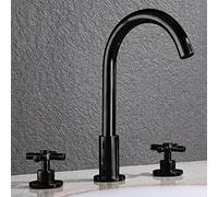 Double Handle Bathroom Sink Faucet, 3 Hole Brass Mixer, Black h, Modern Design, Waterfall Spout, Bathroom Tap for Slish Washbasin