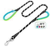 Double Handle Dog Leash 6ft-Black XiaZ Two Handles Dogs Leash Heavy Duty 1000lb Strength Reflective Dog Leashes PVC Waterproof-Handles Metal Hook Dual-Handle for Medium Large Sized Nighttime Safety
