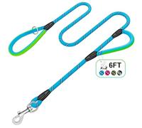 Double Handle Dog Leash 6ft-Blue XiaZ Two Handles Dogs Leash Heavy Duty 1000lb Strength Reflective Dog Leashes PVC Waterproof-Handles Metal Hook Dual-Handle for Medium Large Sized Nighttime Safety