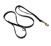 Double Handle Dog Leash, Biothane 2 Handle Training Leash, Made in The USA, Heavy Duty, Durable, Waterproof, 5 Ft x 3/4", Military Grade Traffic Lead, Black