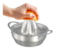 Double Handle Lemon Squeezers, Premium Quality Stainless Steel Juicer Hand, Lemon Juicer with Multiple Filtering Holes, Convenient for Separating Pulp and Juice, Easy to Clean, Sturdy and Durable
