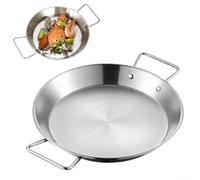 Double Handle Stainless Steel Paella Pan, Large Flat Bottom Cooking Pot Multi-Size Stovetop Saucepan For Home Kitchen(30CM)