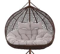 Double Hanging Basket Swing Egg Chair Cushion,2 Seater Waterproof Removable Thicken Hammock Cushion Replacement With Pillow,Cradle Cushion Outdoor Patio Garden Back Pads (Color : Grau, Size : 150x11