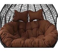 Double Hanging Basket Swing Egg Chair Cushion - 2 Seater Waterproof Removable Thickened Hammock Replacement with Pillow for Outdoor Patio Garden (Chair Not Included)