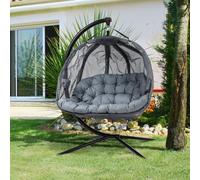 Double Hanging Egg Chair 2 Seaters Texteline Swing Hammock Chair with Stand