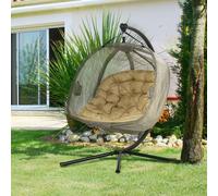 Double Hanging Egg Chair 2 Seaters Texteline Swing Hammock Chair with Stand