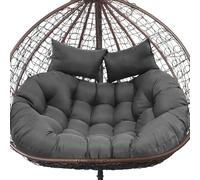 Double Hanging Egg Chair Cushion Replacement Waterproof for Outdoor Patio Basket Egg Chairs, 150x110 cm-2 Seater Premium Thickened 100% Cotton Large Double Eggs Swing Chair Cushions, Light Grey