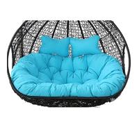 Double Hanging Egg Chair Cushions - Waterproof 2-Seater Replacement Hammock Cushions with Pillow Thickened Outdoor Patio Garden Cradle Pads (Chair Not Included)