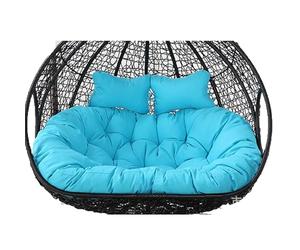 Double Hanging Egg Chair Cushions - Waterproof 2-Seater Replacement Hammock Cushions with Pillow Thickened Outdoor Patio Garden Cradle Pads (Chair Not Included)