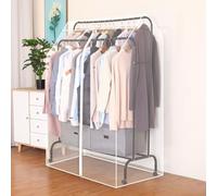Double Hanging Rods Clothes Rail Widen Dust Cover, Garment Rack Cover Clothes Protector with Zipper for Bedroom Shop Office, 5ft Hanging Coat Rack Cover (110X150X75cm,Transparent)