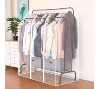 Double Hanging Rods Clothes Rail Widen Dust Cover, Garment Rack Cover Clothes Protector with Zipper for Bedroom Shop Office, 5ft Hanging Coat Rack Cover (150X150X75cm,Transparent)