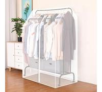 Double Hanging Rods Clothes Rail with Dust Cover, Portable Closet Garment Rack with Zipper for Bedroom, Shop, or Office