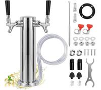 Double-head beer dispenser tower, beer tap tower, 3-inch draft beer tower dispenser, beer keg tower, beer tap, self-closing beer tap, stainless steel