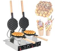Double Head Bubble Waffle Maker, 1400w Rotating Hong Kong Egg Waffle Machine With Non-stick Plates, 50-250°c Temperature Control