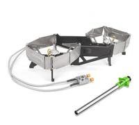 Double Head Camping Stove, BRS-32 Double Burner Butane Portable Camping Stove with Storage Bag for Outdoor Camping Hiking Backpacking (stove with igniter)
