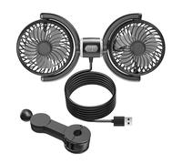 Double head car fan USB rotates USB powered by multiple speed settings for quiet and powerful cooling on long drives