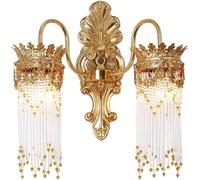 Double Head Copper Crystal Glass Rod European Indoor Living Room Bedroom Bedside Crystal Decorative Wall Light,Minimalist Style