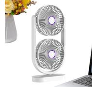 Double Head Desktop Fan Rechargeable- 360, Quiet Personal Cooling Station, Battery Operated Cordless Circulator, Multi Directional Airflow Device, Twin Motor Table Blower | For Office