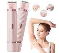 Double Head Electric Shaver for Women, 2 in 1 Electric Razor Women, Intimate Shaver Female Bikini Trimmer Waterproof Razor Painless Wet/Dry Epilator for Face Bikini Armpits Legs Arms Body
