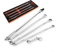 Double Head Flare Nut Wrench, 5pcs Metric Extra Long 13-21mm Chrome Vanadium Steel with Tool Organizer for Automotive & Industrial Use